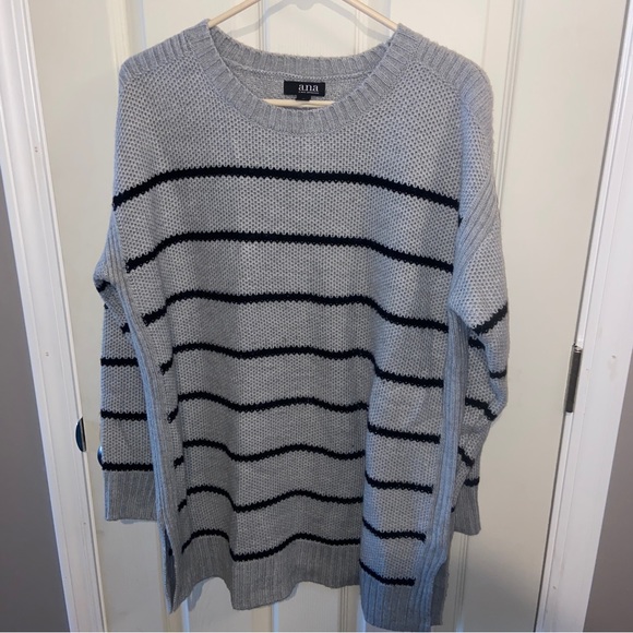 ANA A New Approach womens sweater XL gray black stripes. - Picture 6 of 7